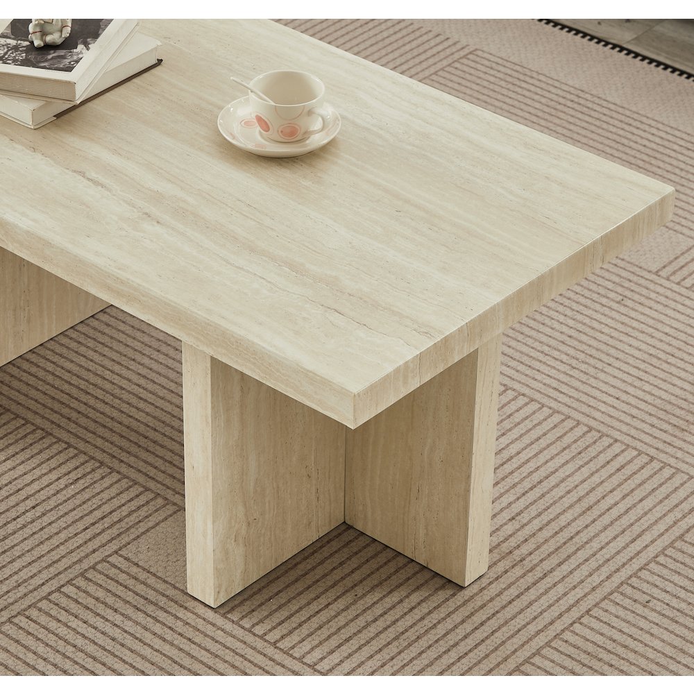 Mchome Contemporary Coffee Table, Faux Marble
