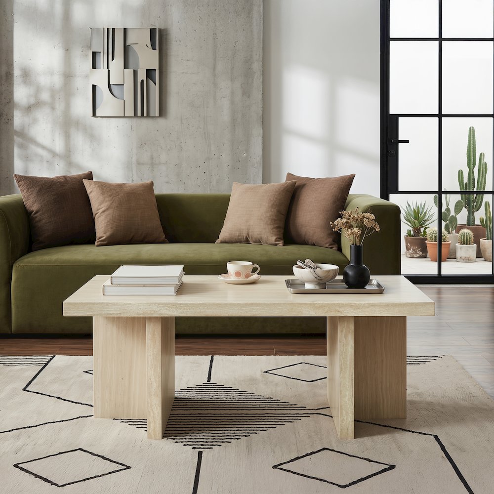 Mchome Contemporary Coffee Table, Faux Marble