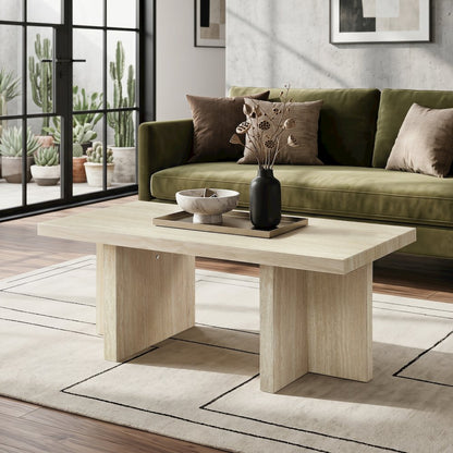 Mchome 3-Piece Coffee Table Set, Coffee Table and Two End Tables, Faux Marble