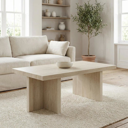 White Coffee Table with Sleek Surface and Sturdy Construction 1-Piece