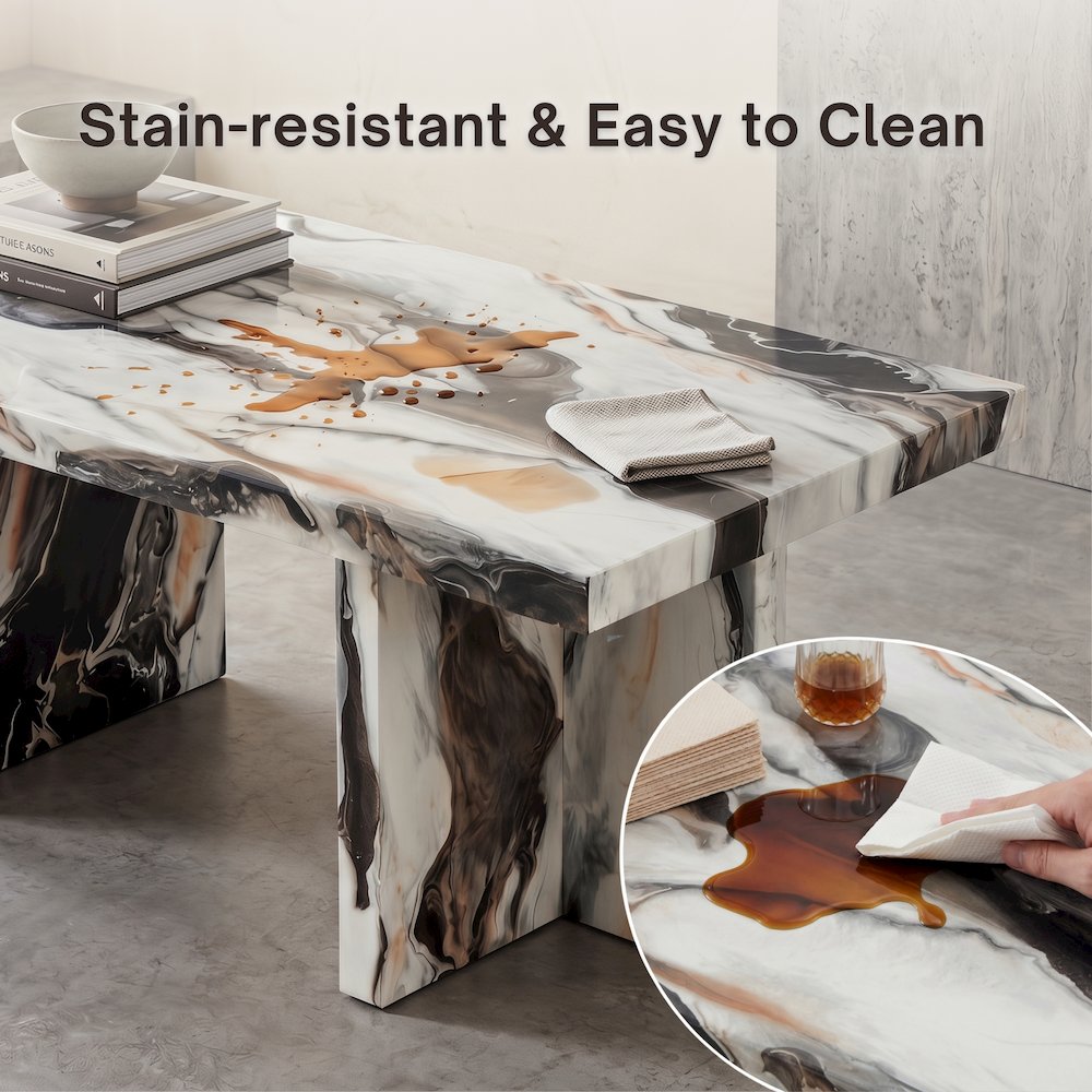 Mchome Contemporary Coffee Table, Faux Marble