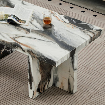 Mchome Contemporary Coffee Table, Faux Marble
