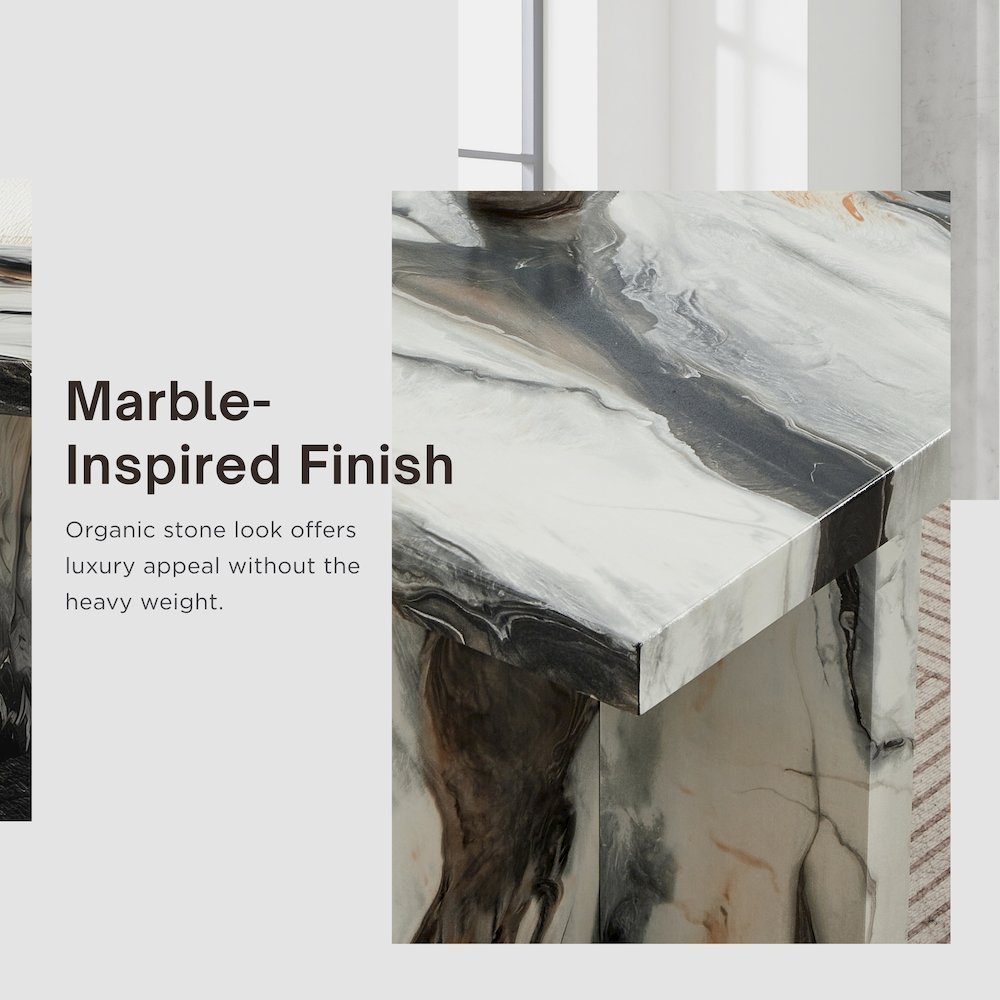 Mchome Contemporary Coffee Table, Faux Marble