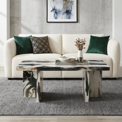 Mchome Contemporary Coffee Table, Faux Marble