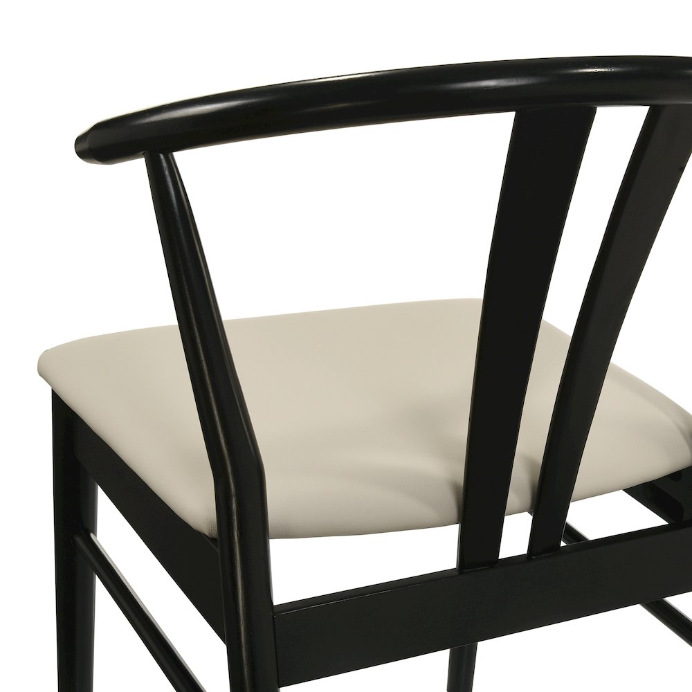 5-Piece Dining Set, Walnut Finished Dining Table with 4 Black Wishbone Chairs