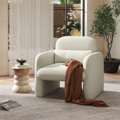 Dylan Modern Upholstered Barrel Armchair, Cream White