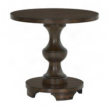 Traditional Round Pedestal End Table, MDF Wood-Finish Side Table, Espresso