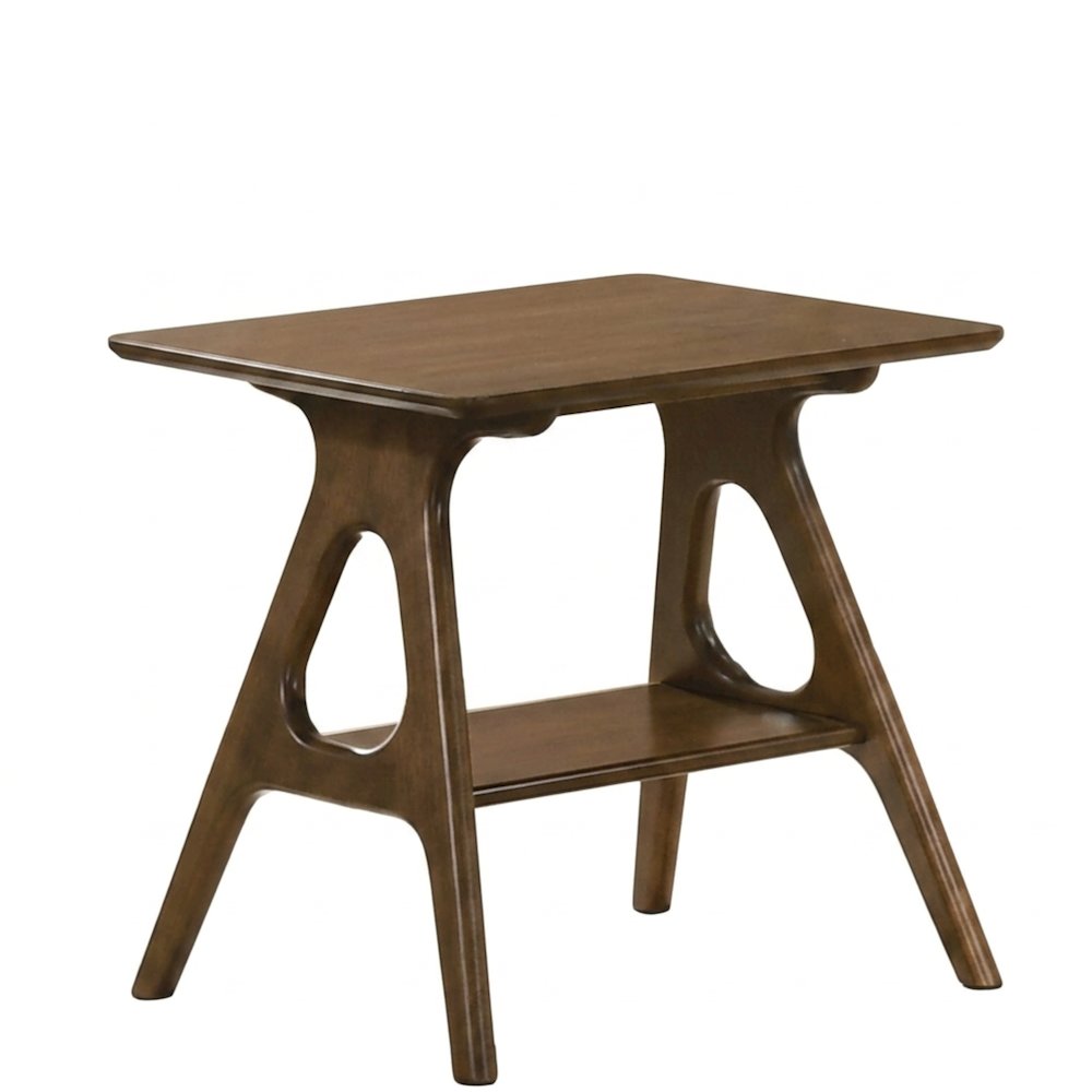 Arona Mid-Century Modern Wood End Table with Shelf