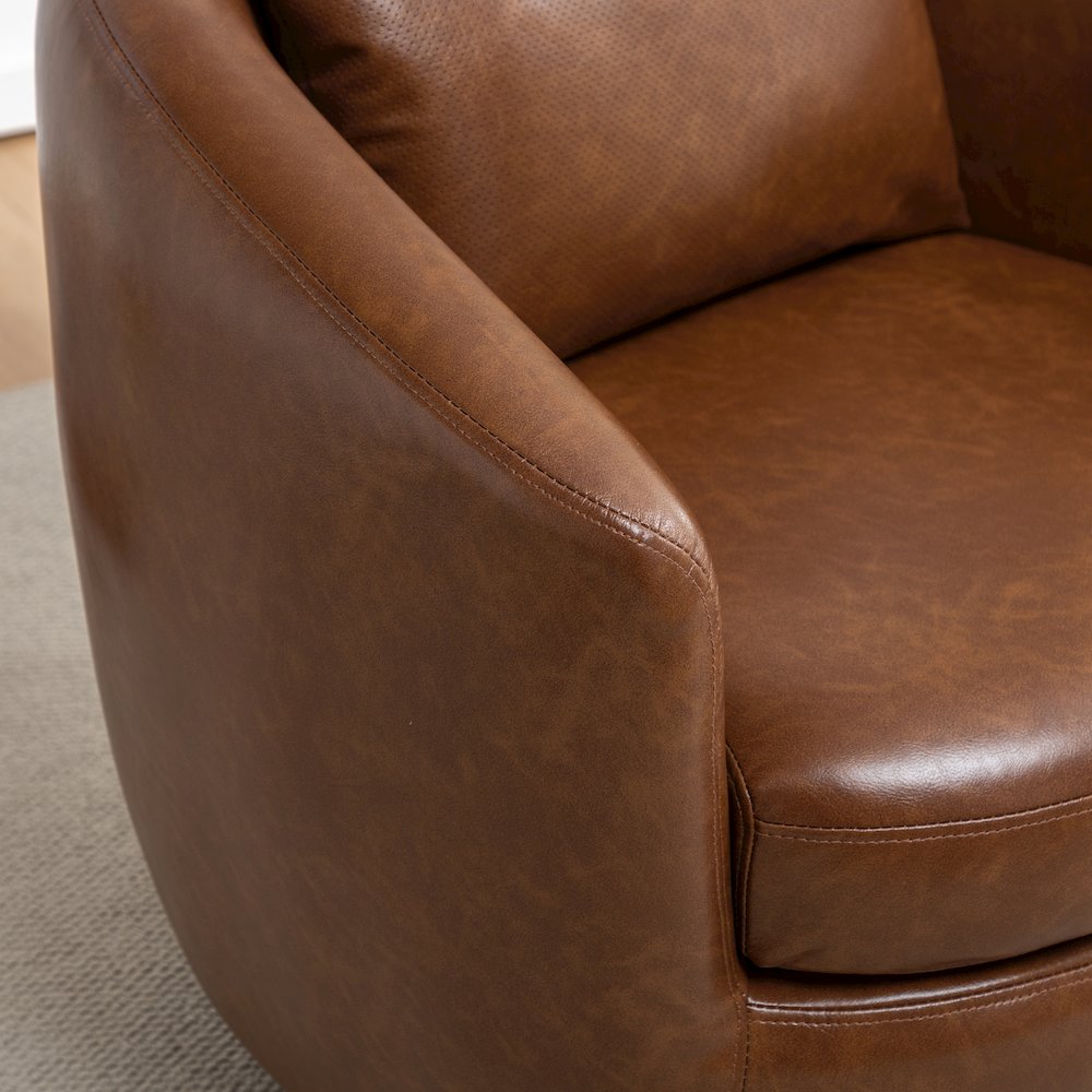Orenza Modern Faux Leather Swivel Barrel Accent Club Chair