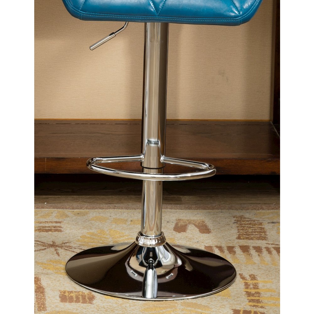 Glasgow Contemporary Tufted Adjustable Height Blue Bar Stools, Set of 2