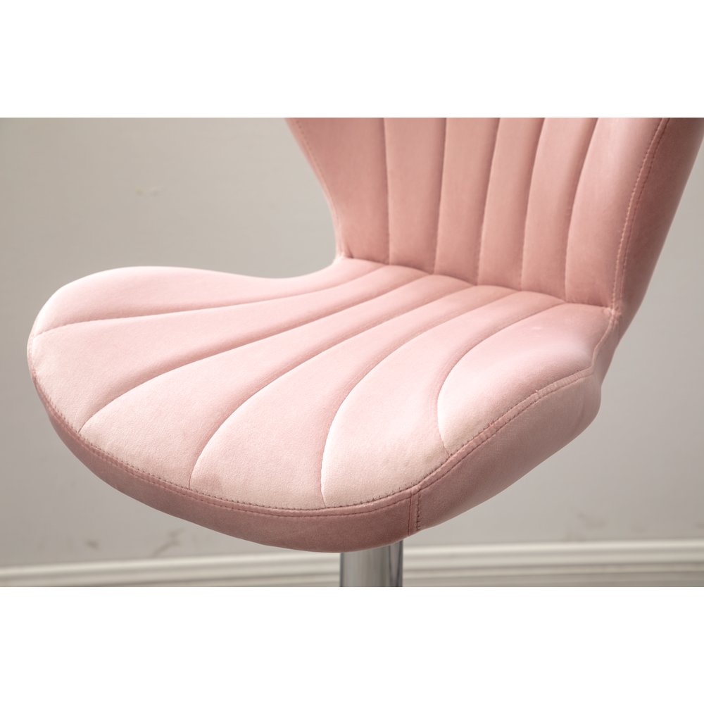 Ellston Upholstered Adjustable Swivel Barstools in Pink, Set of 2