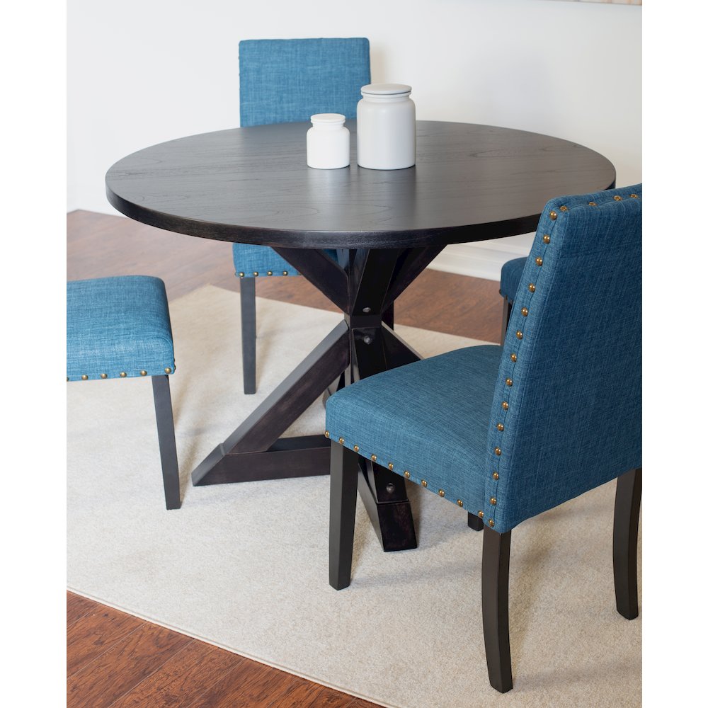 Mytzi 5-Pc Dining Set, Cross-Buck Dining Table with 4 Stylish Chairs, Blue