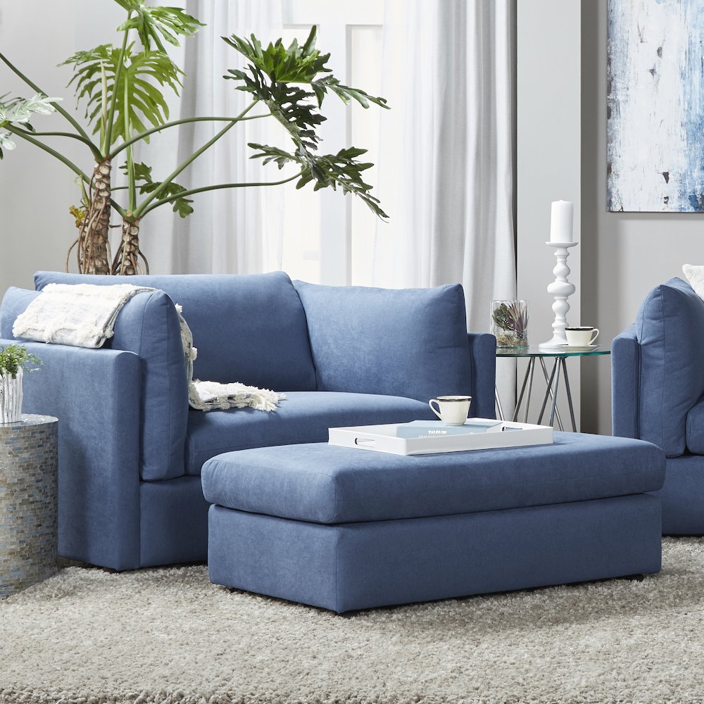 Enda Oversized Living Room Pillow Back Cuddler Arm Chair with Ottoman