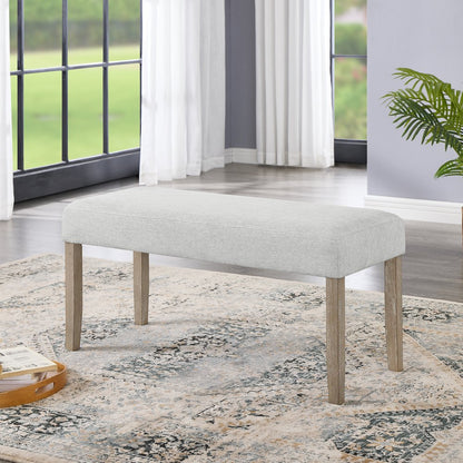 Zelalle Upholstered Bench, Light Gray Fabric with Rubberwood Legs