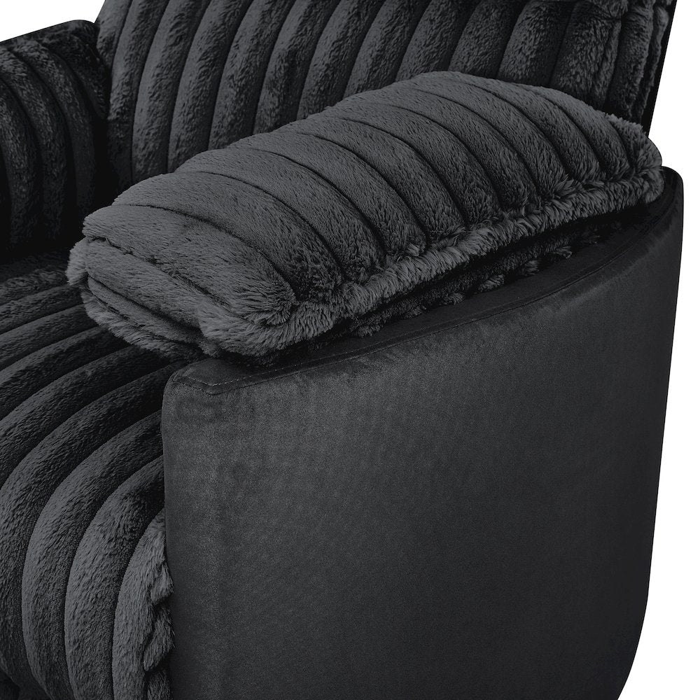 Bocaton Wide Wale Corduroy Upholstery Manual Recliner, Black