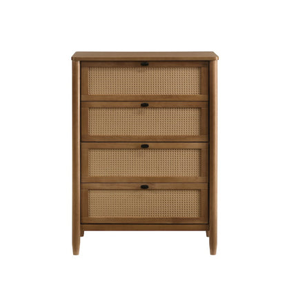 Vichy Wood and Rattan 5-Drawer Chest