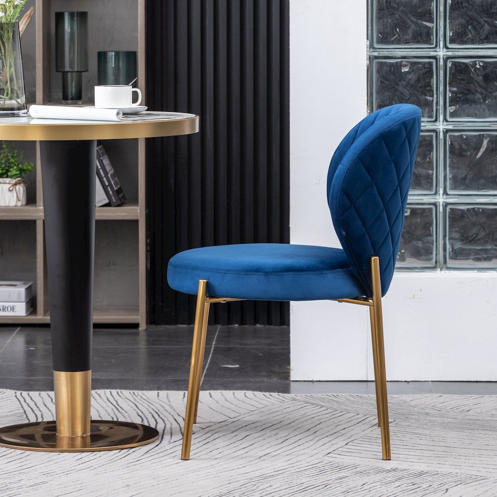 Amoa Contemporary Velvet Upholstery Dining Chair, Blue, Set of 2
