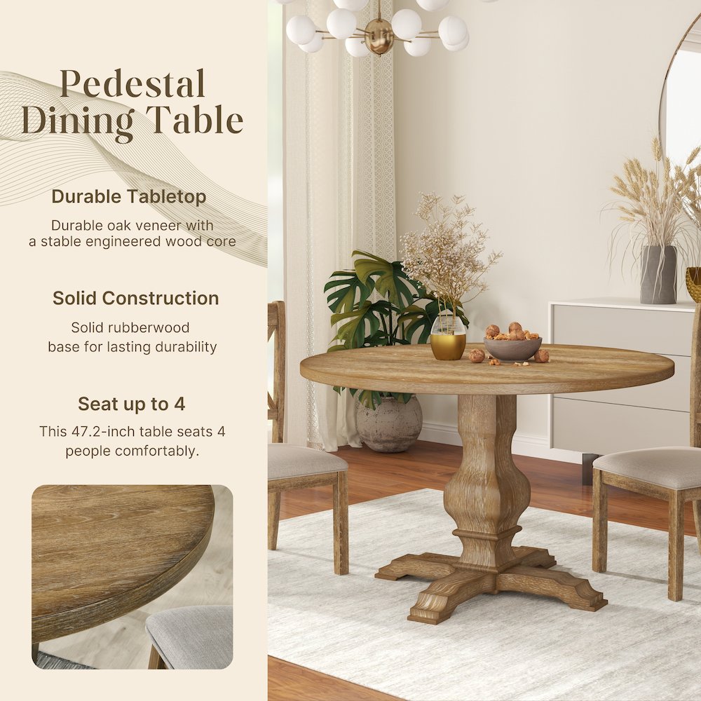 Havre Pedestal Base Round Dining Table