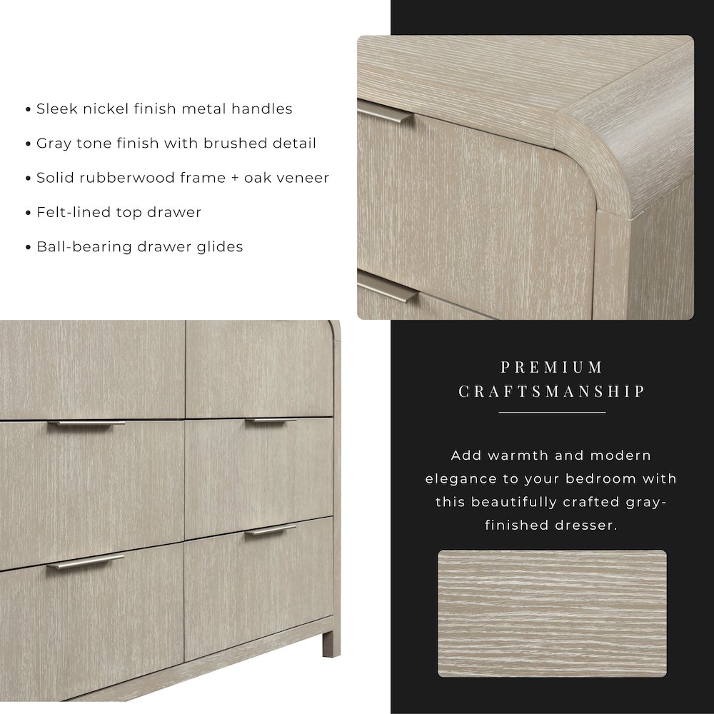 Tavari 4-PC Queen Bedroom Set with Bed, Dresser, Mirror, Nightstand, Light Gray