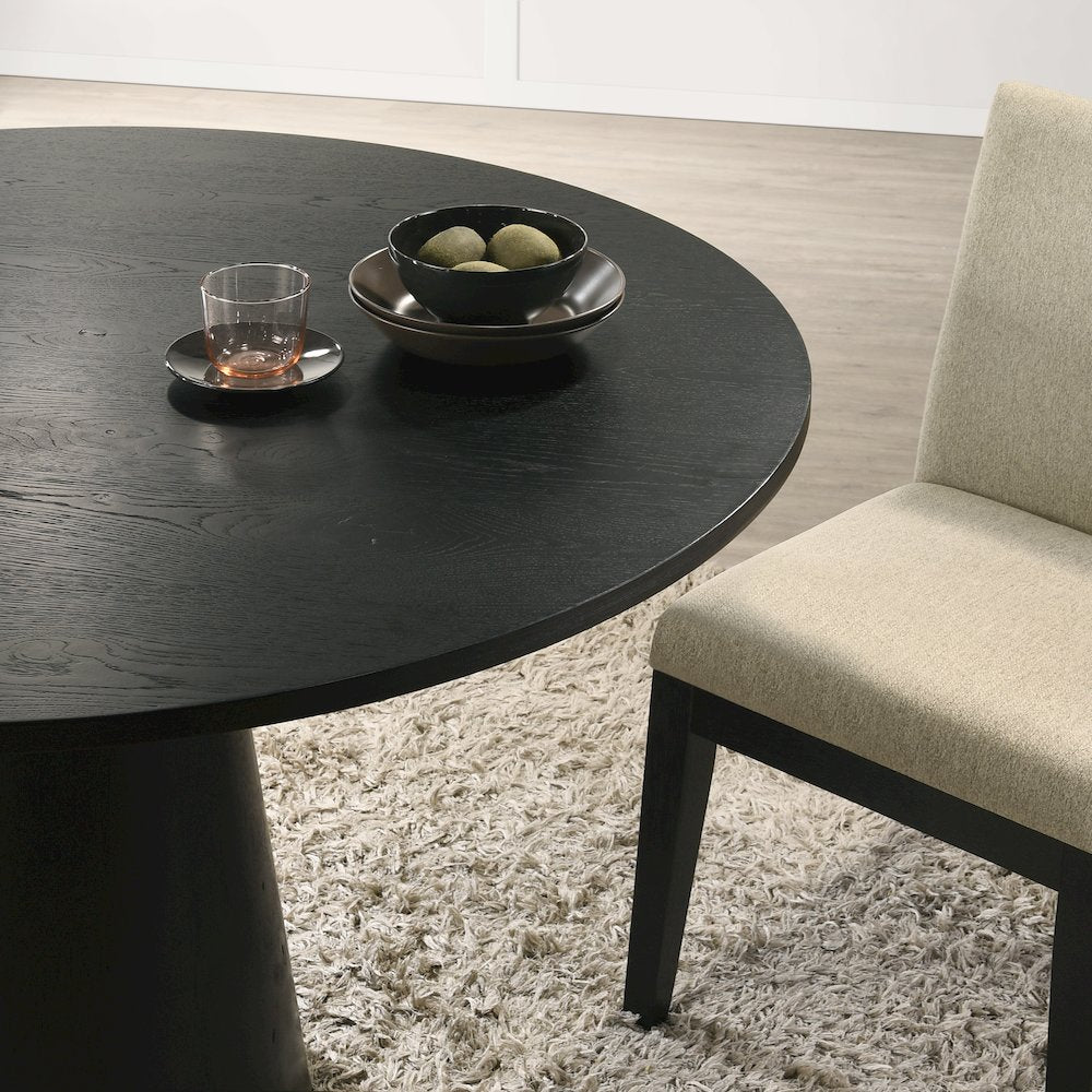 Rocco Contemporary Dining Set, Round Pedestal Table with 4 Chairs