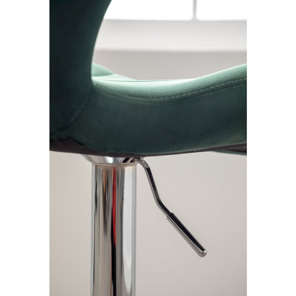 Ellston Upholstered Adjustable Swivel Barstools in Green, Set of 2