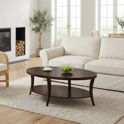 Espresso 3-Piece Oval Coffee Table and End Tables Set with Durable Finish