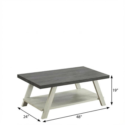 Weathered Charcoal and Beige 3-Piece Wood Shelf Coffee Table Set with Storage