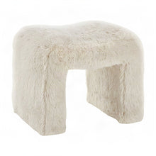 Contemporary Faux Fur U-Shaped Upholstered Footstool Ottoman, Set of 2, Beige