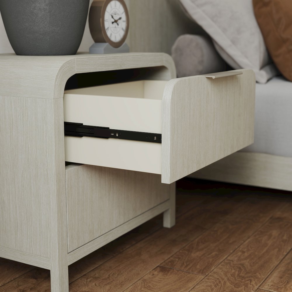 Tavari Contemporary 2-Drawer Wood Nightstand, Light Gray