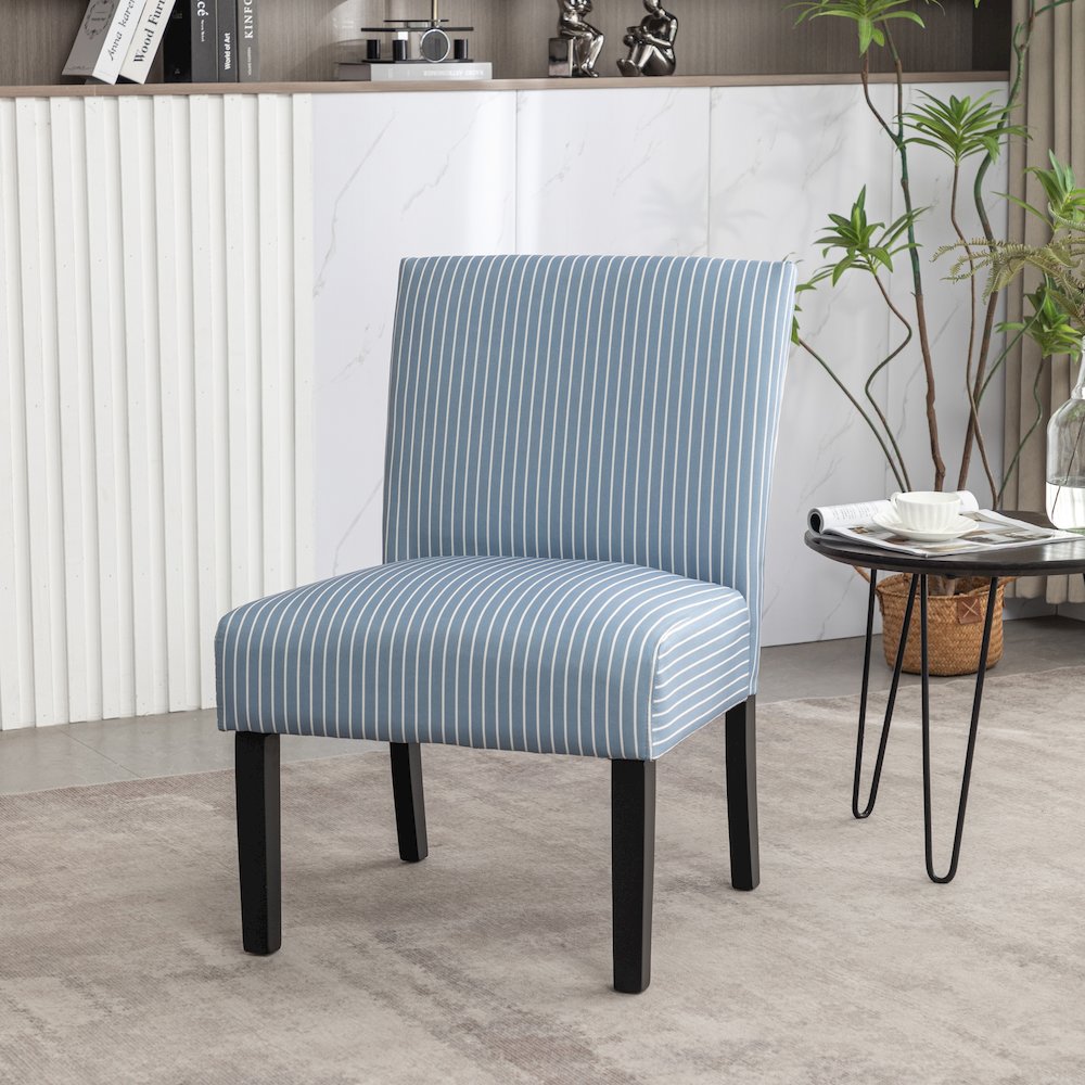 Botticelli Blue Stripe Upholstered Slipper Accent Chair