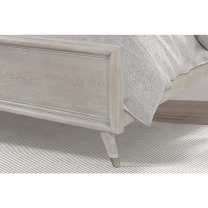 Seluna LED Lighting Panel Bed, Upholstered Headboard, Gray Oak Finish, Queen