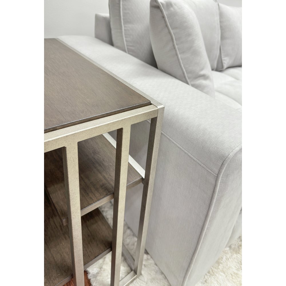 Padena Metal Frame Wood Living Room End Table with Shelf
