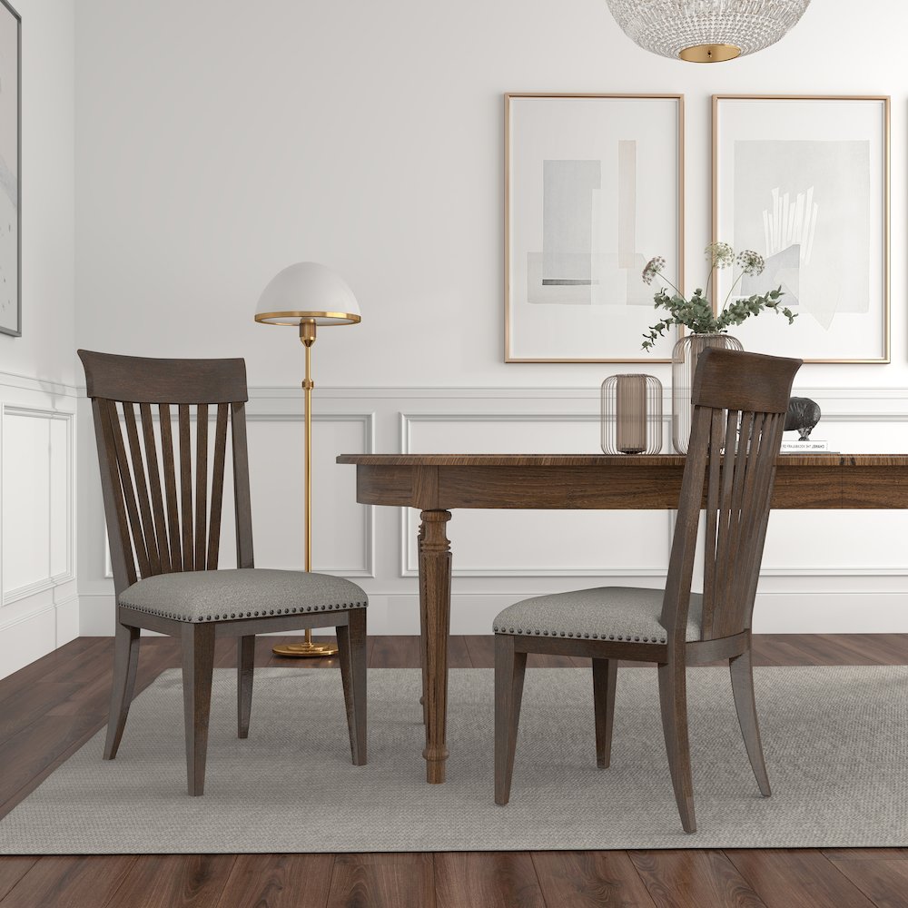 Grant Nailhead Trim Upholstered Dining Chairs, Set of 2, Beige