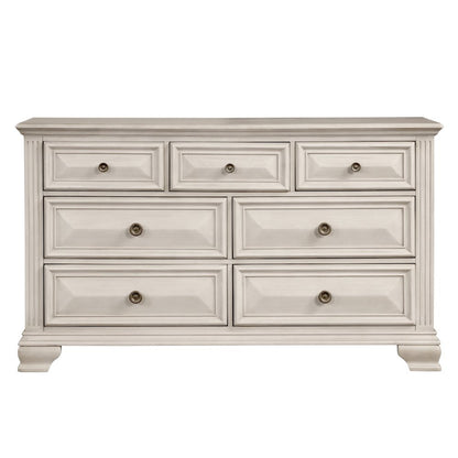 Distressed Parchment Wood Bedroom Set, King Bed, Dresser, Mirror, 2 Nightstands