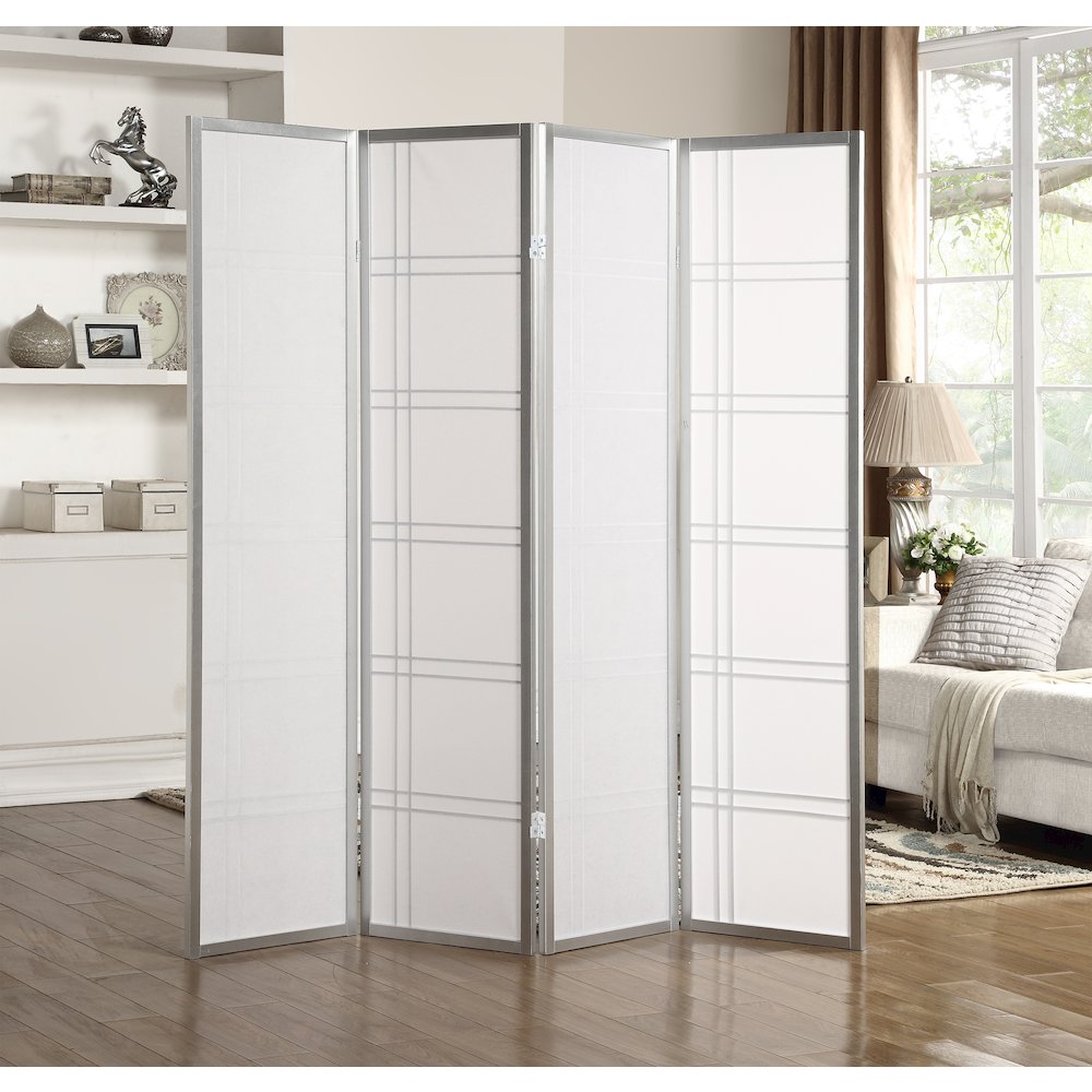Seto 4-Panel Silver Room Divider Screen