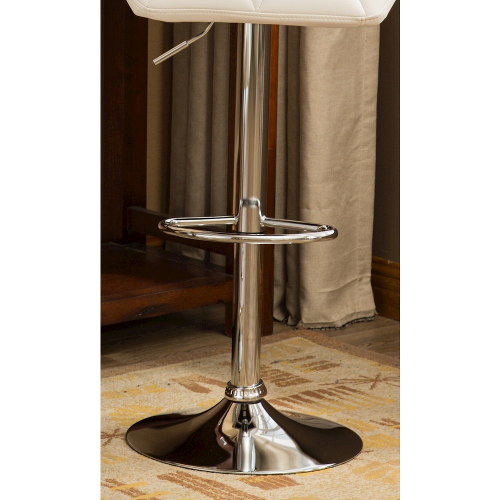 Glasgow Contemporary Tufted Adjustable Height White Bar Stools, Set of 2