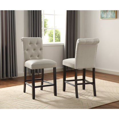 Leviton Solid Wood Tufted Asons Counter Height Stool, Set of 2, Tan