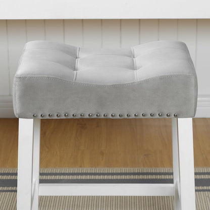 Morovo Velvet Counter Height Stools Saddle Seats, Set of 2, Gray