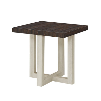 Luno Contemporary End Table, Walnut and White