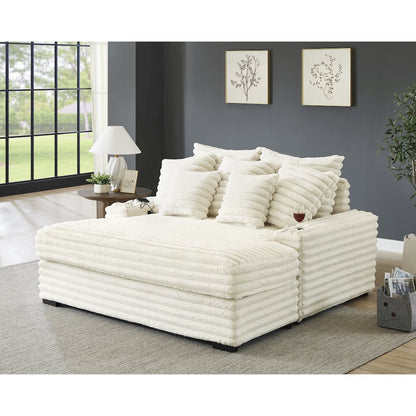 Gaviella Wide Wale Corduroy Oversized Multi-Functional Chaise Lounge, White