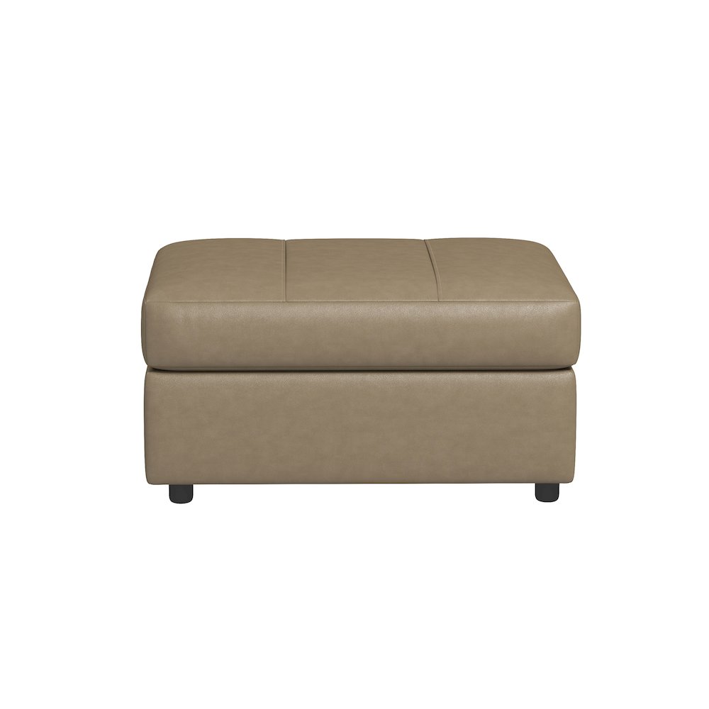 Sakan Leather Upholstered Ottoman, Beige