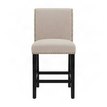 Fabric-Upholstered Counter Height Bar Stools with Nailhead Trim, Set of 2, Tan