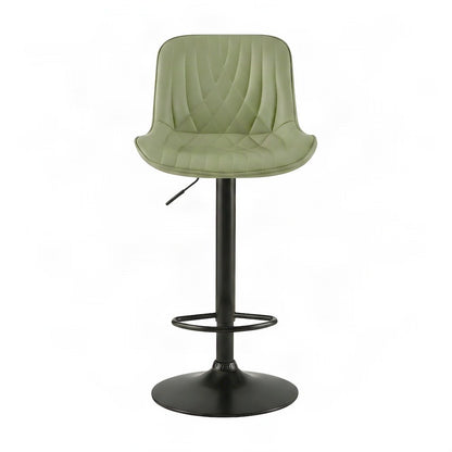 Faux Leather Swivel Adjustable Counter Height Barstools, Set of 2, Green