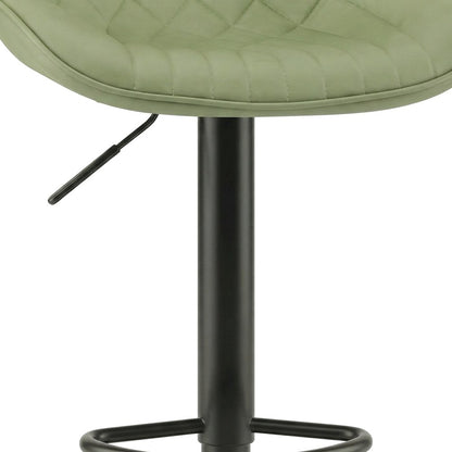 Faux Leather Swivel Adjustable Counter Height Barstools, Set of 2, Green