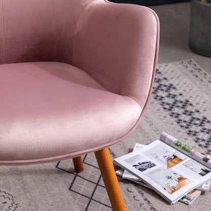 Doarnin Contemporary Silky Velvet Tufted Button Back Accent Chair, Mauve