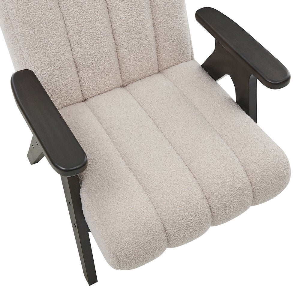 Rella Modern Teddy Sherpa Accent Chair with Espresso Wood Frame, Beige