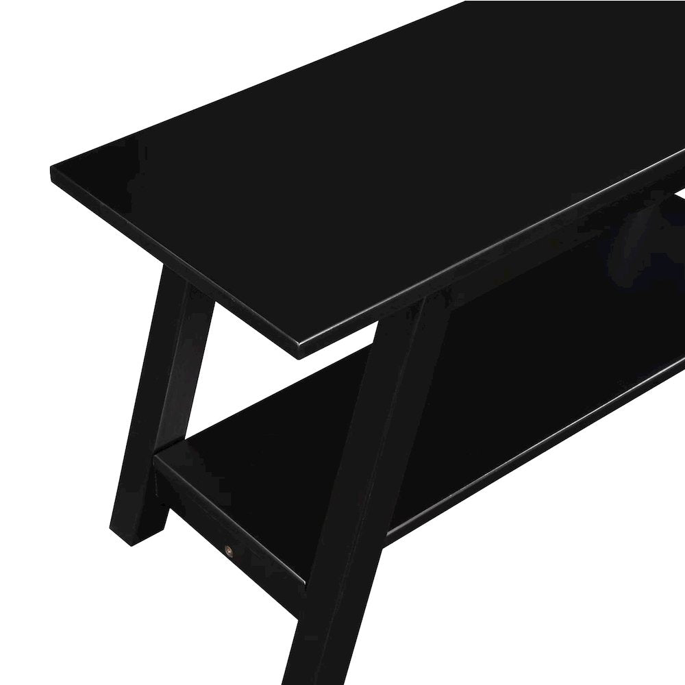Elyz Solid Wood Bench with Shelf, 36.10-Inch Long