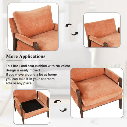 Kelly Mid-Century Modern Velvet Accent Armchair, Orange