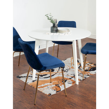 Aufurr 5-Pc Dining Set, White Round Dining Table with 4 Chairs, Blue