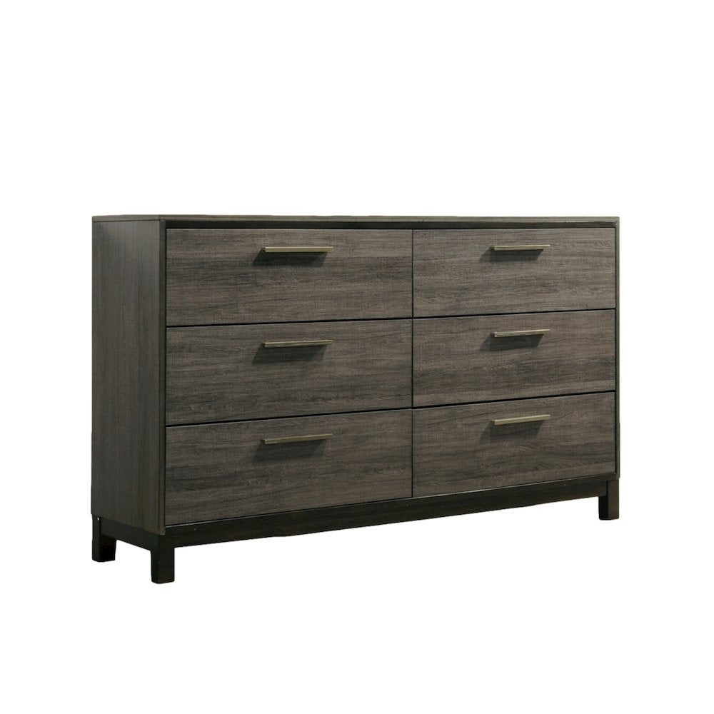 Ioana Antique Grey Finish Wood 6 Drawers Dresser